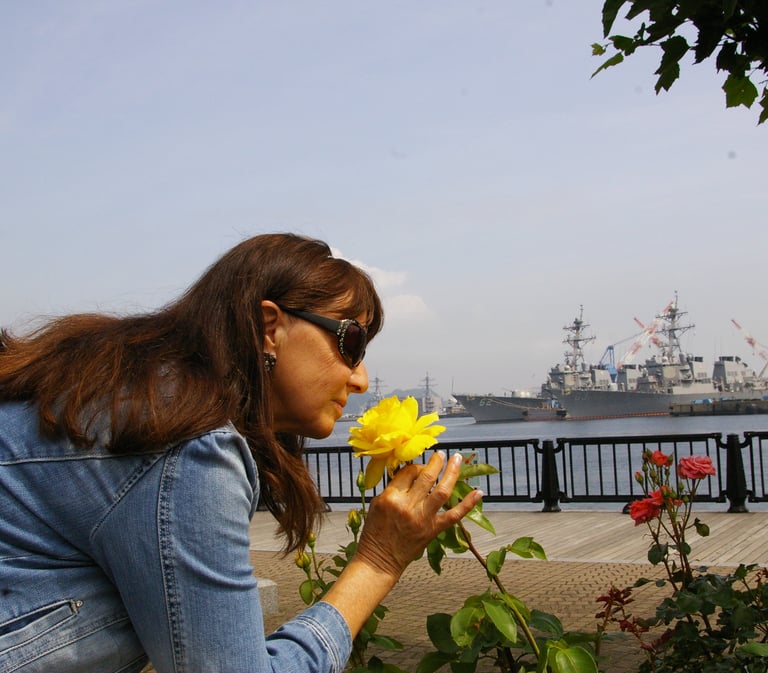 Sandy in Japan. She loves roses.