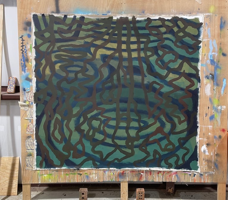 back pond reflection underpainting