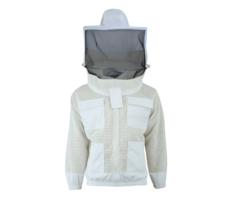 a beekeeper's beekeepers jacket with a beehive