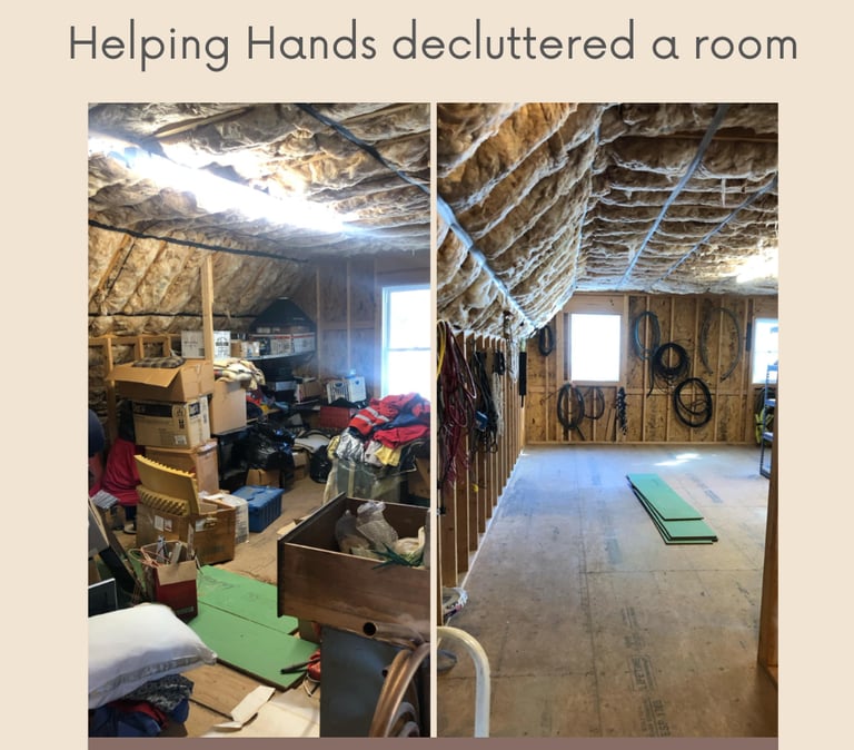 Before and after room declutter