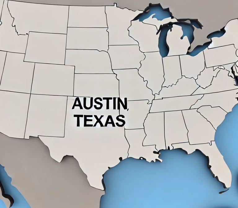 a map of the united states of america with the words,'austin texas '