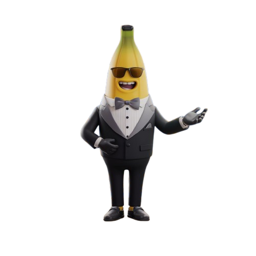 a banana banana suit with a bow tie and sunglasses