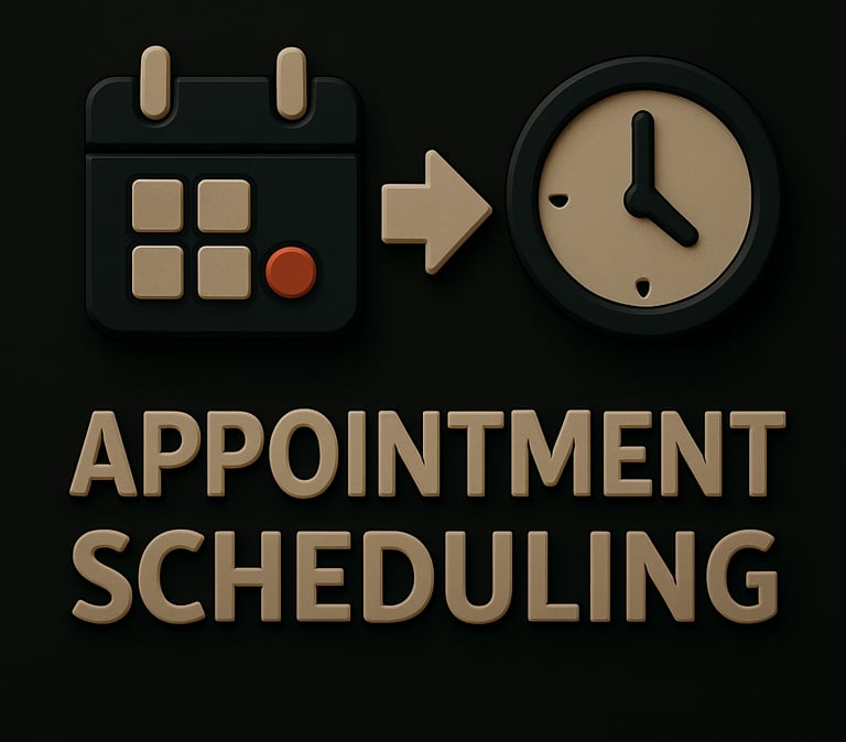 Calendar and clock icon representing online appointment scheduling and calendar integration services