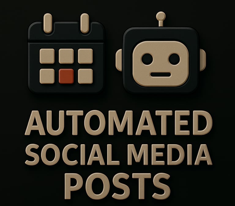 Calendar and robot icon symbolizing automated scheduling of social media posts and content publishin