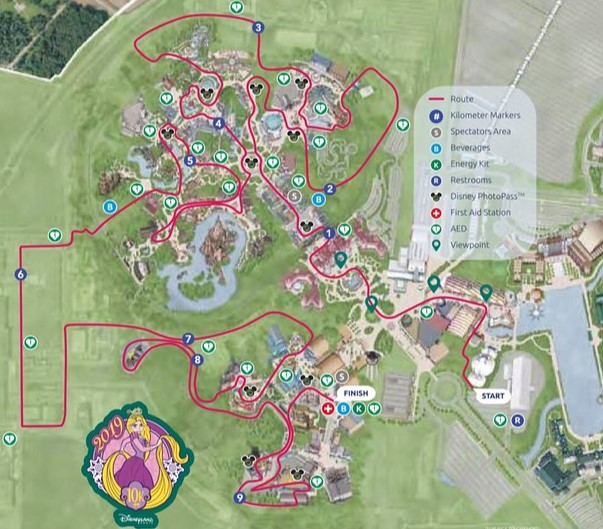 2019 runDisney Disneyland Paris Half Marathon Weekend 10K Course Map