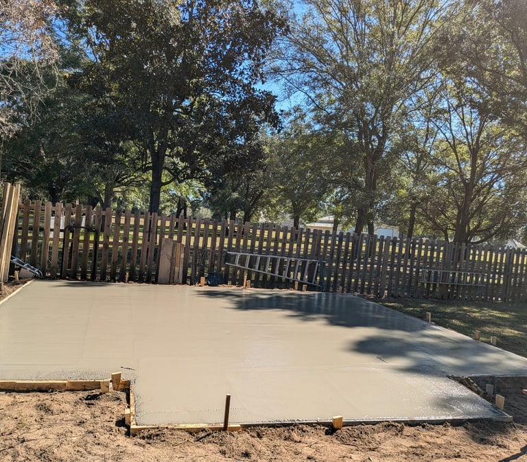 Finished concrete slab in Pensacola FL for backyard patio or shed foundation