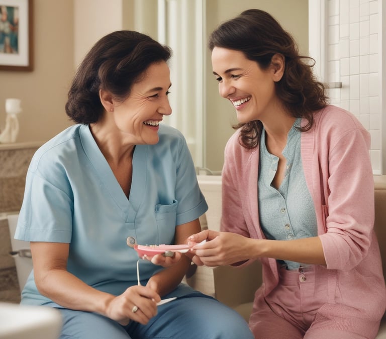 Caregiver helping a patient on a wheelchair
