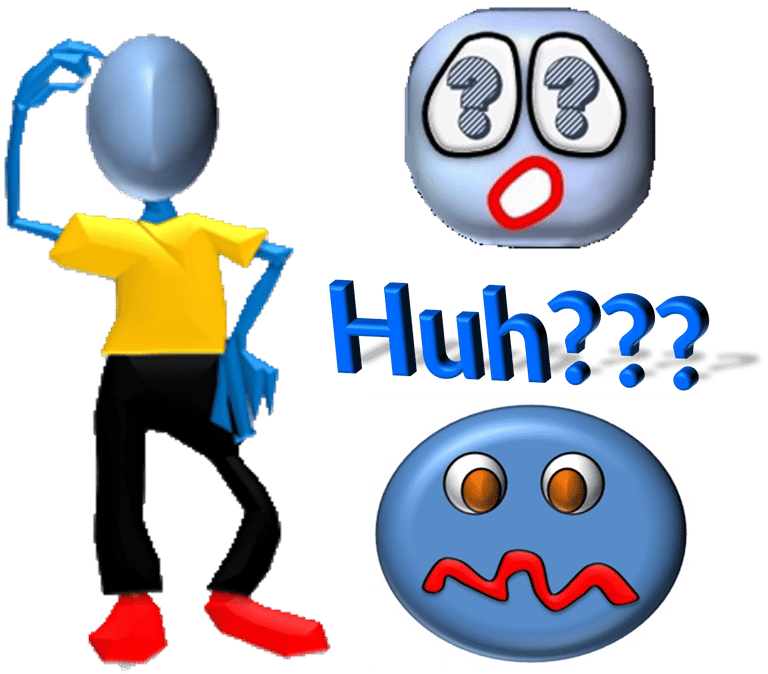 Picture of confused surprise and shock. Designed by Debbie Dunn using PowerPoint and Paint.