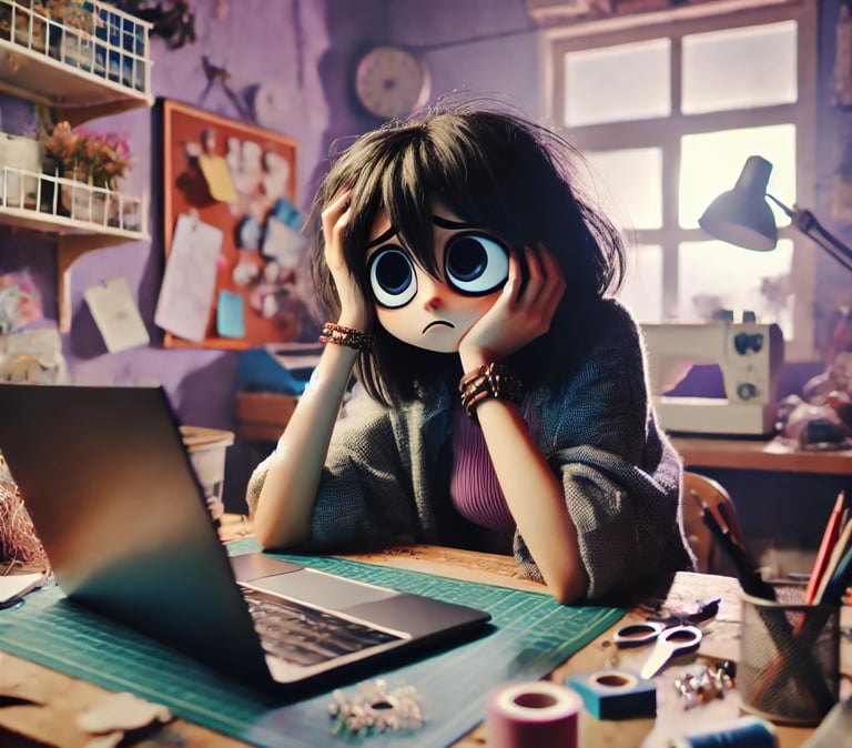 artisane en détresse avec son site internet