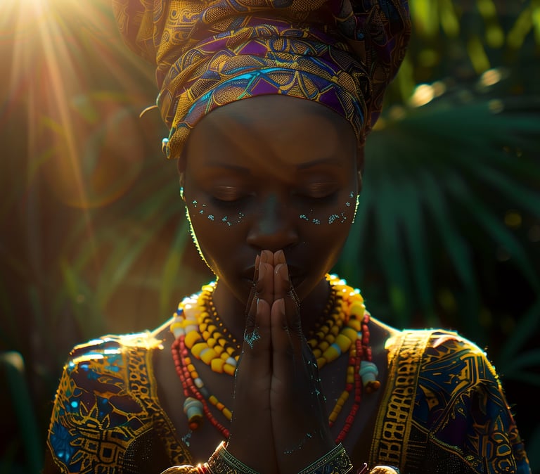 mujer africaca meditando