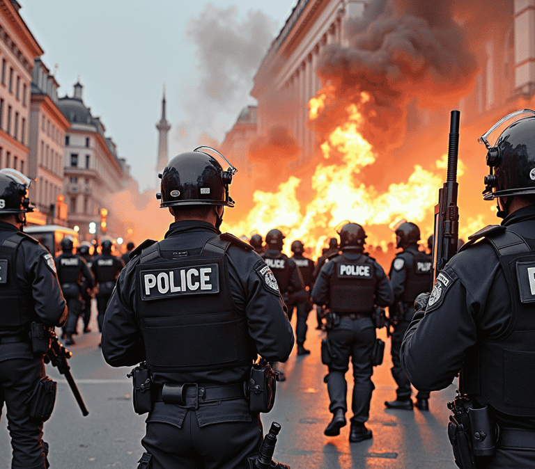 Riot police in the streets