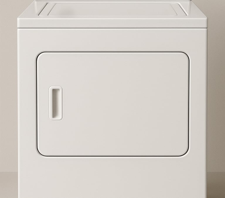 White Admiral dryer shown beside a service description highlighting common dryer repair issues
