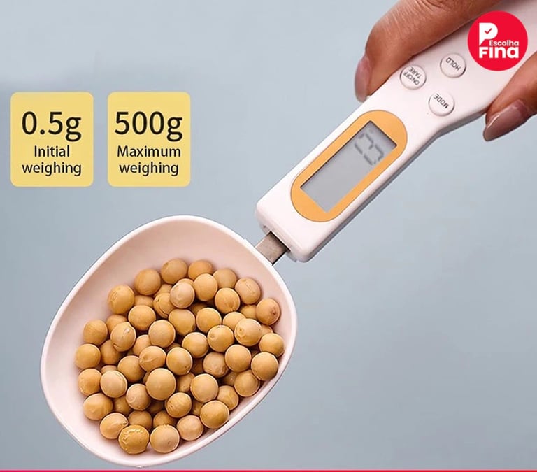 Colher Digital Medidora 500g 01g Tela LCD Iluminada para Farinha e Líquidos