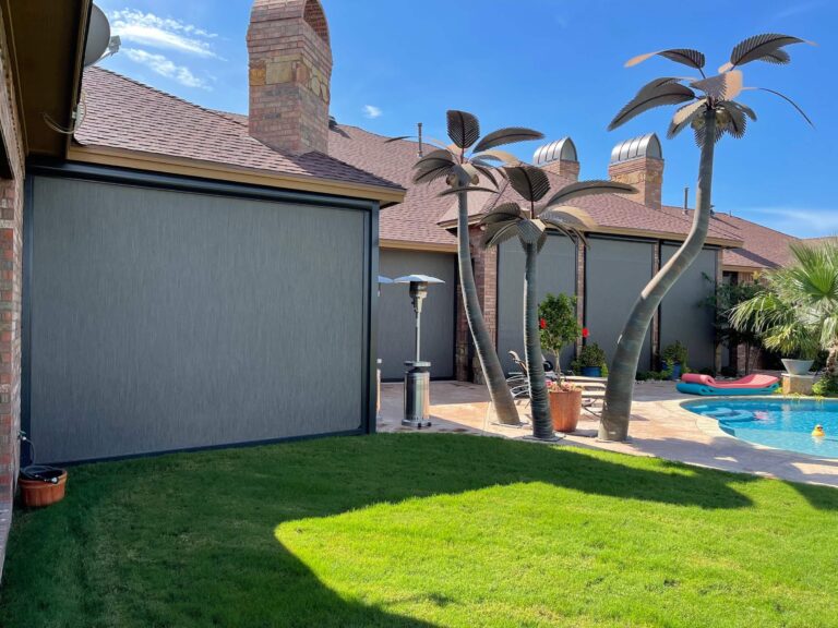 Pool Scene with Motorized Patio Shades