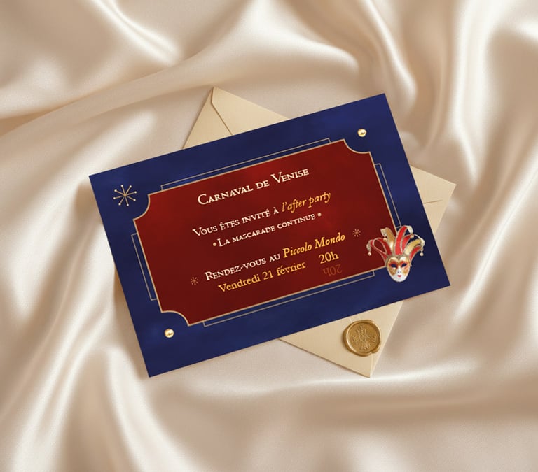 Carnaval De Venise invitation avec masque Joker