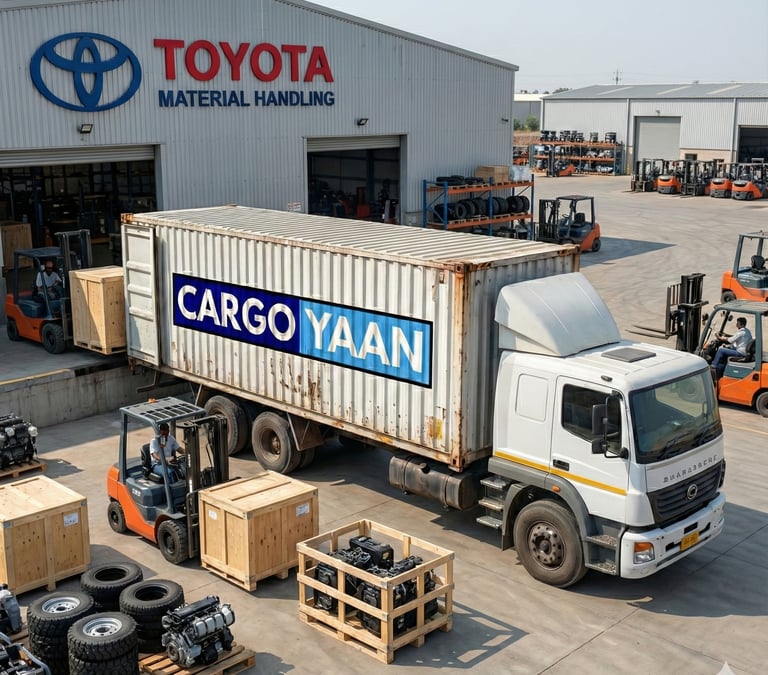 Cargoyaan truck loading auto-parts from toyota material handling warehouse