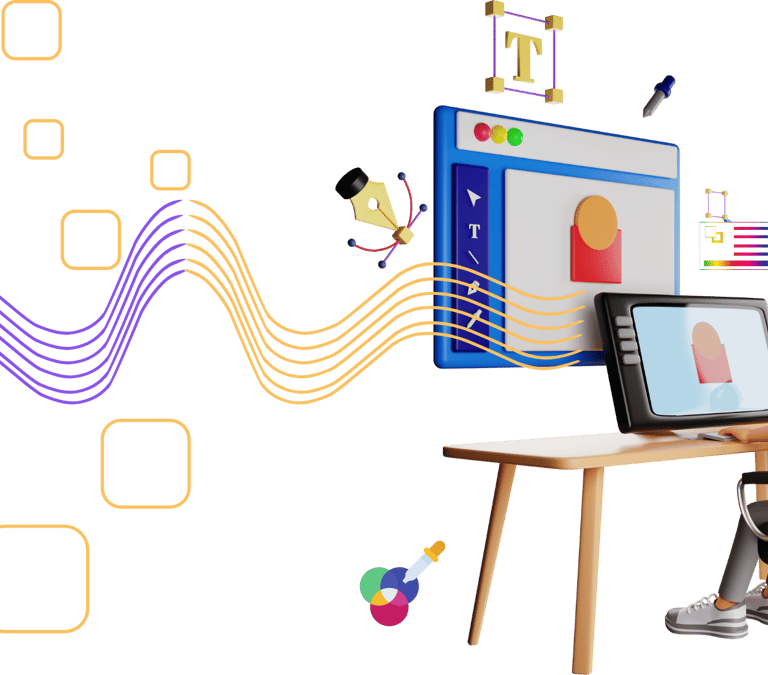 Graphics in 3d that explain graphic design 