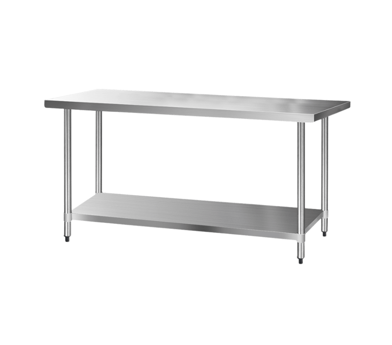 High-quality stainless steel prep table from our prosumer range featuring adjustable bullet feet.