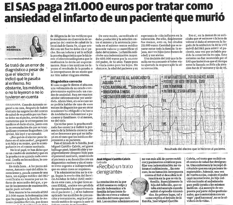 negligencia médica infarto no diagnosticado - cardiología