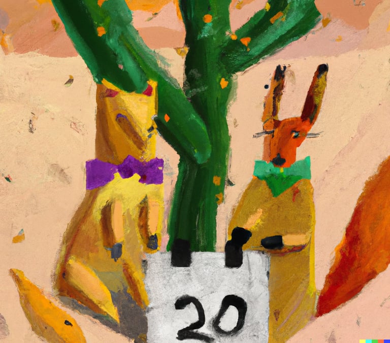a cactus plant in a vase with a number twenty on it