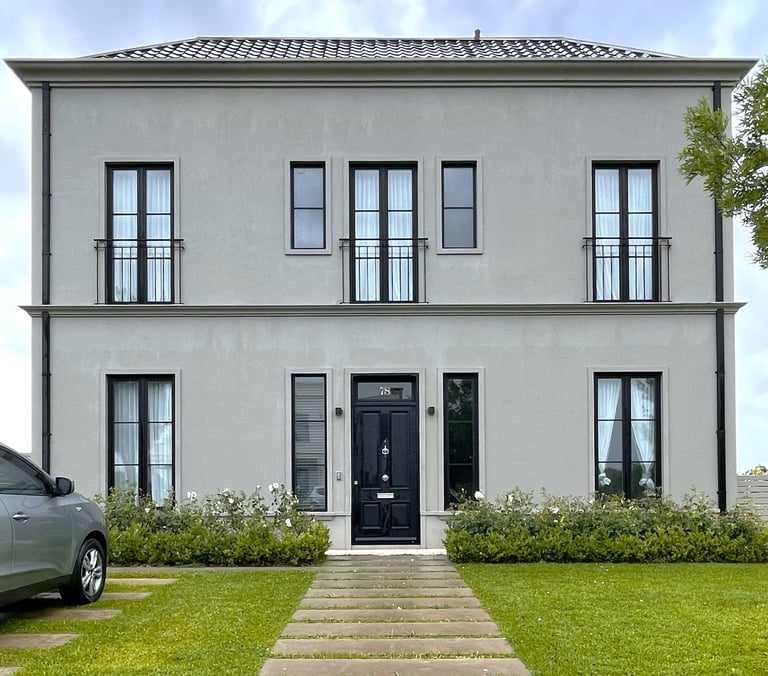 a car parked in front of a house