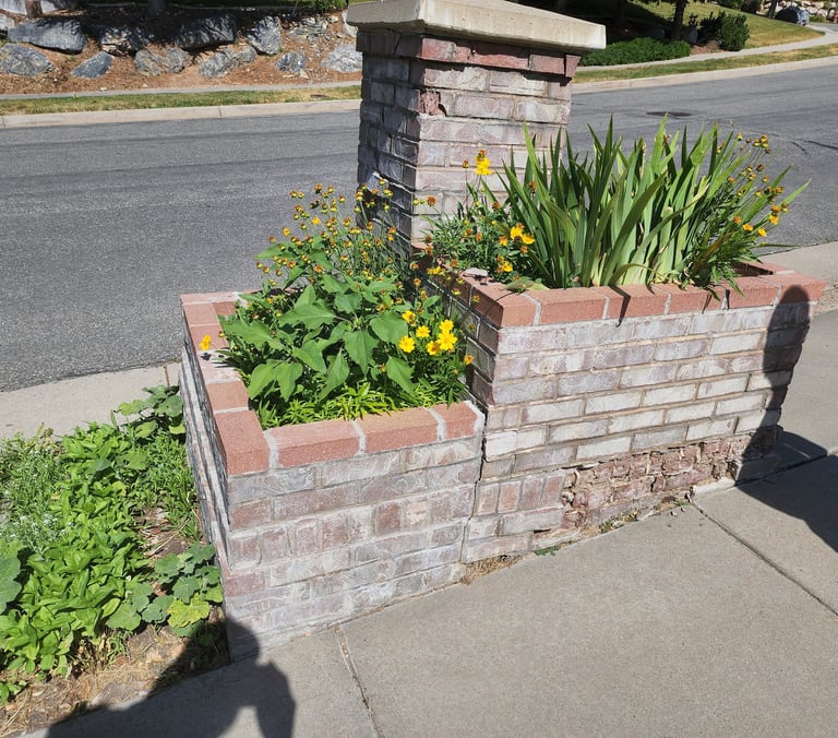 damaged brick planter