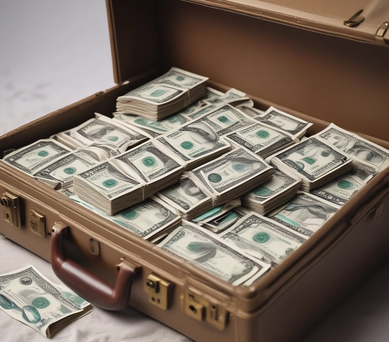 a suitcase with a lot of money in it