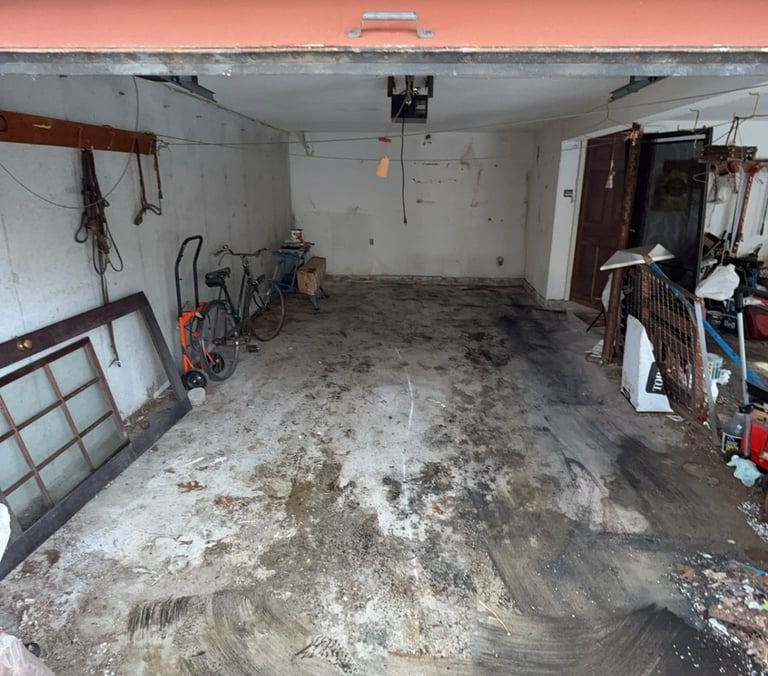 Garage cleanout in Greenfield MA clearing clutter and storage items