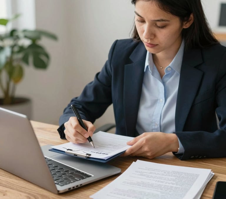 a man riding a skateboard down a street next to tall buildings