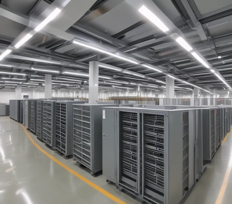 Electricians wiring a large industrial control panel with precision.