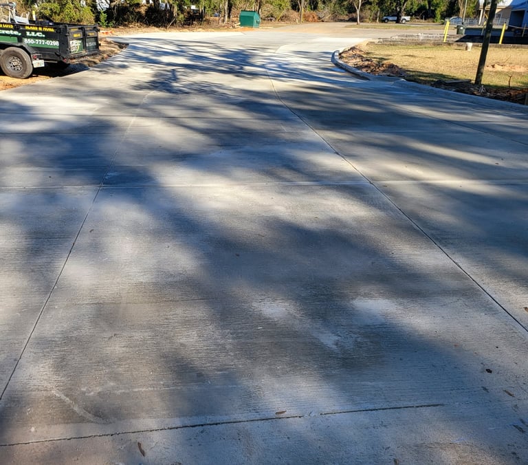 Concrete parking lot surface in Pensacola FL with smooth finish and proper grading