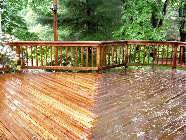 Power Washing wood deck in New Port Richey FL before and after