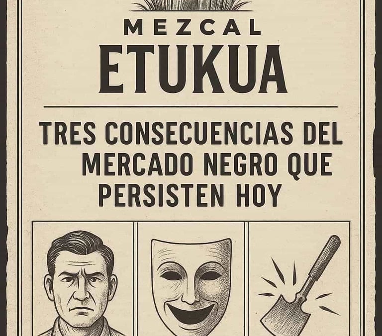 Infografía que muestra tres consecuencias persistentes del mercado negro del mezcal