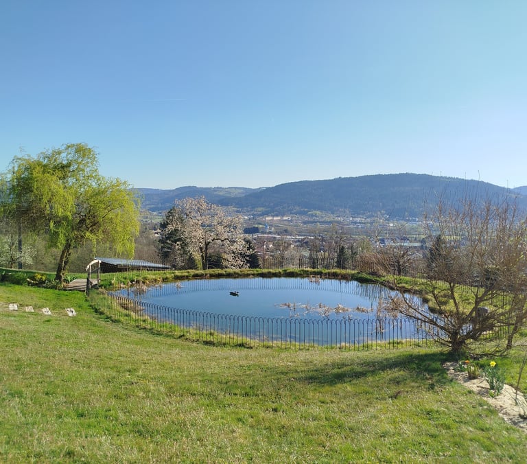 Etang avec vue sur la vallée