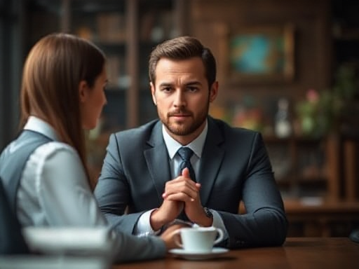 A business woman ask her coach for advice.