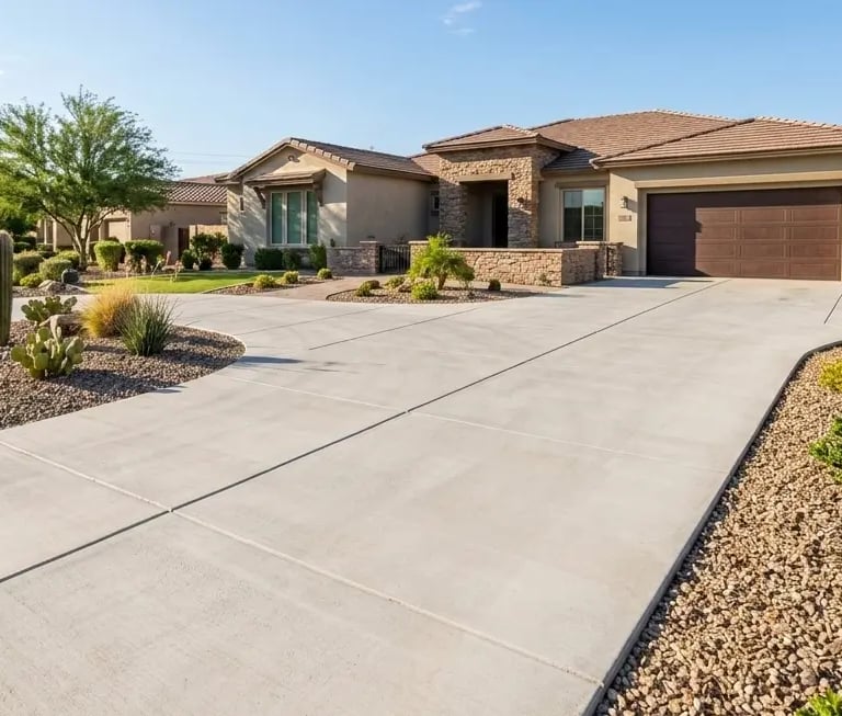 New broom-finish concrete driveway home in Queen Creek, AZ.