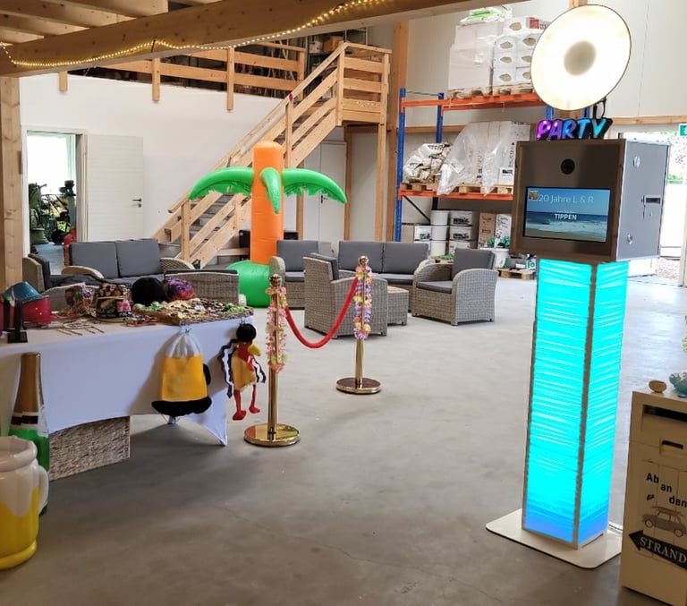 Aufbau der Fotobox bei L & R zum Jubiläum