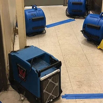 Drying equipment use on a water damage job