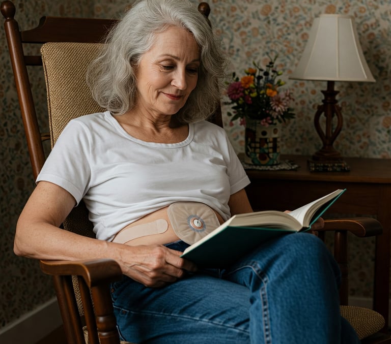Mulher vivendo normalmente com uma colostomia
