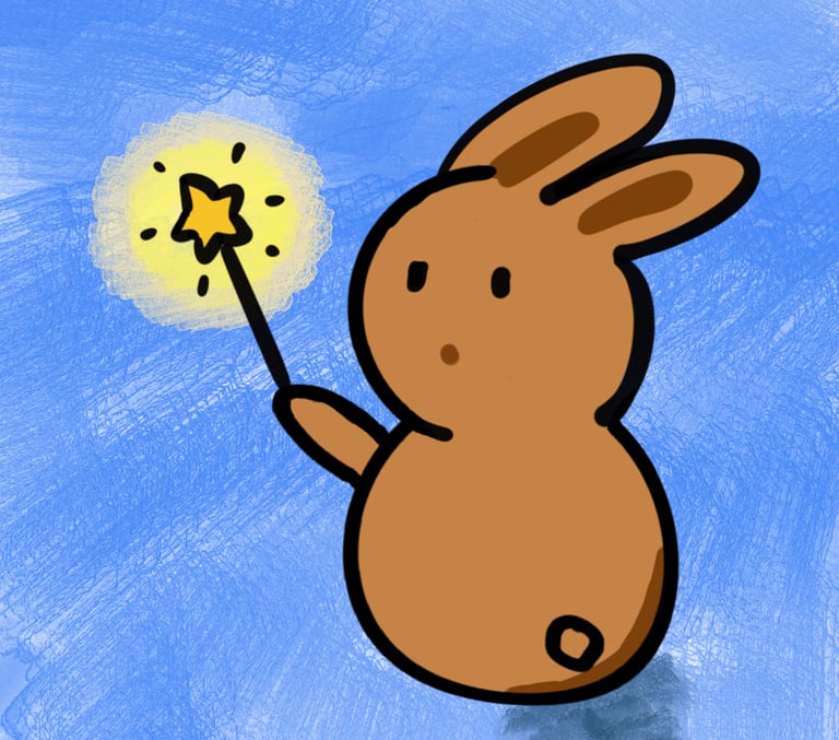 The Rabbit's Secret Stories Logo our brown rabbit's wand to magical stories