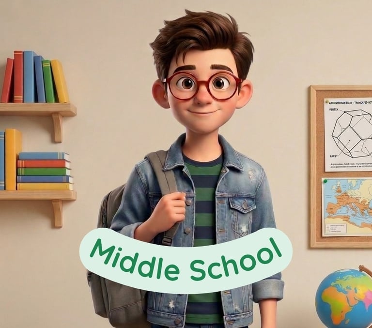Middle school curriculum pathways and academic subjects for online students