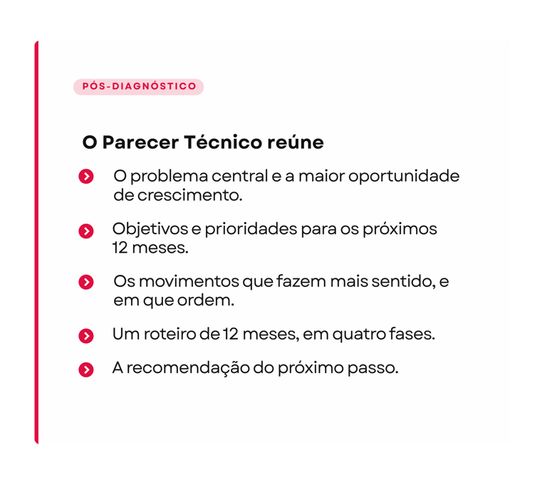 Card com os itens do Parecer Técnico