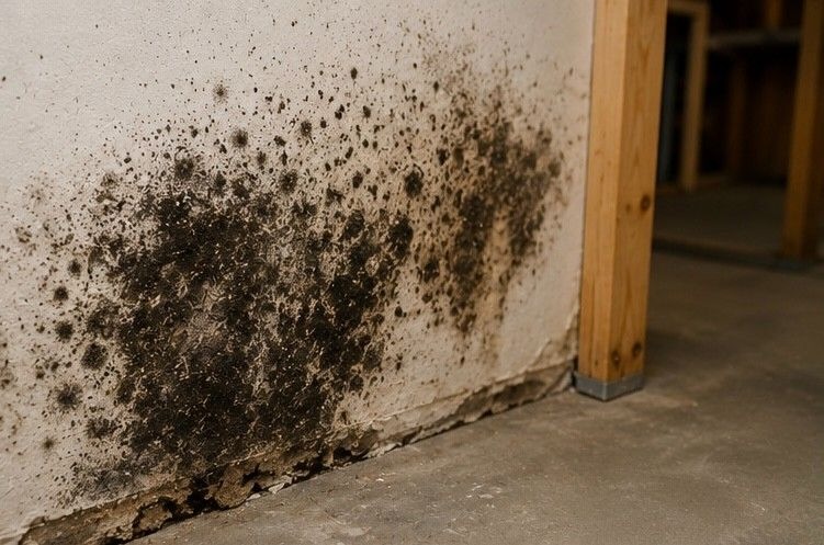 black mold spreading across bathroom wall and ceiling in Colorado Springs home requiring immediate professional removal