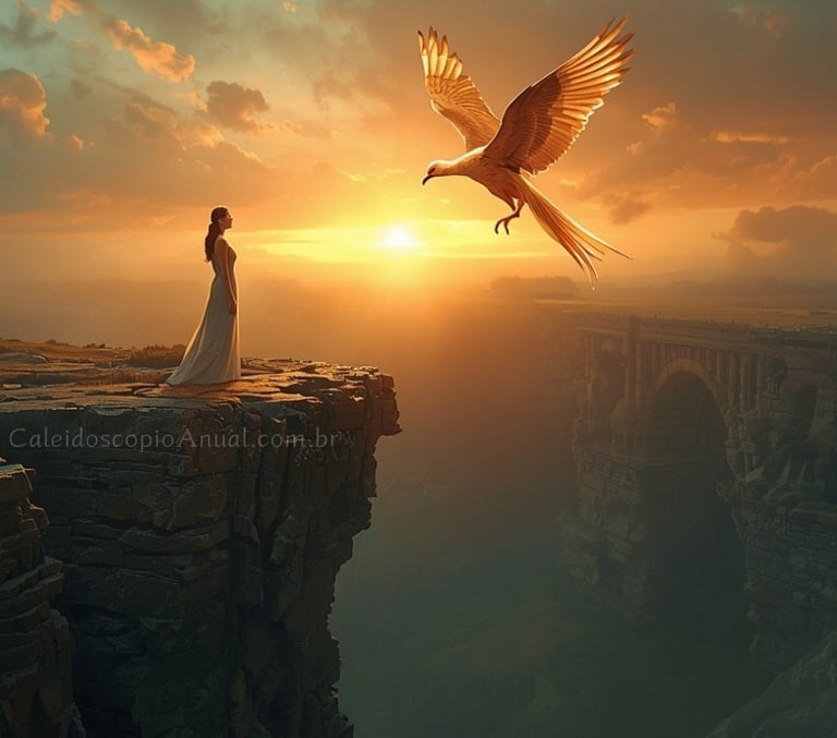 Símbolo do arcano da morte no tarot para o dia 11 de janeiro - Mulher olhando para uma Fênix.