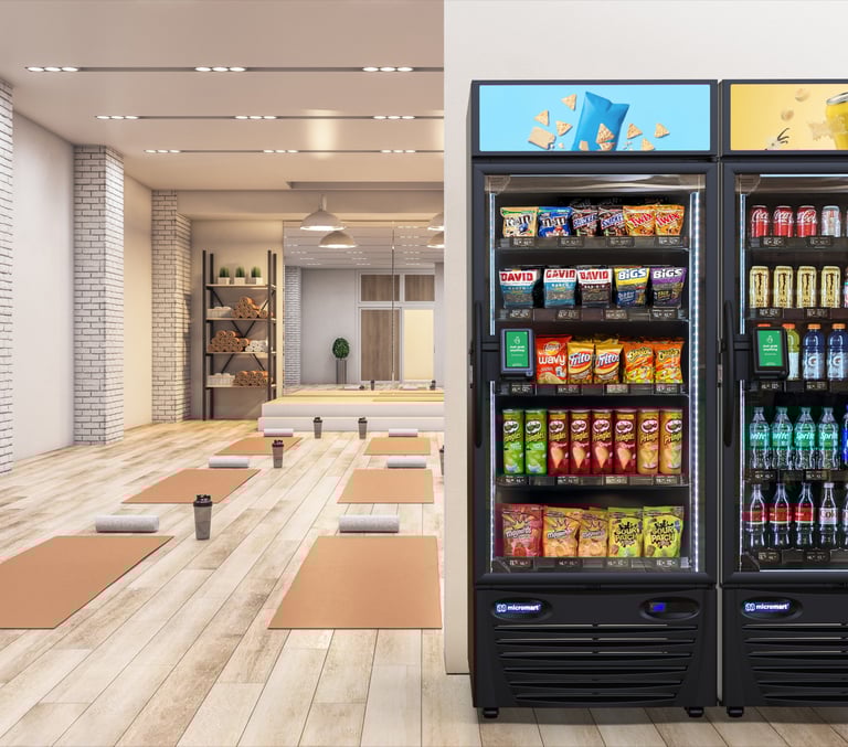 Two Micromart™ machines in a yoga studio