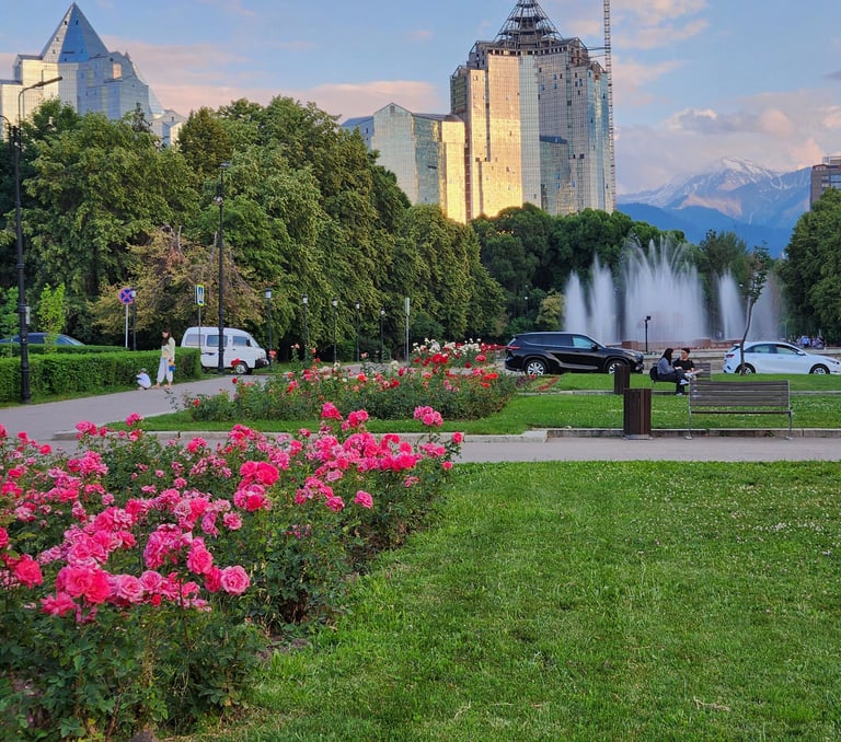 beautiful green area in Almaty, Kazazkstan