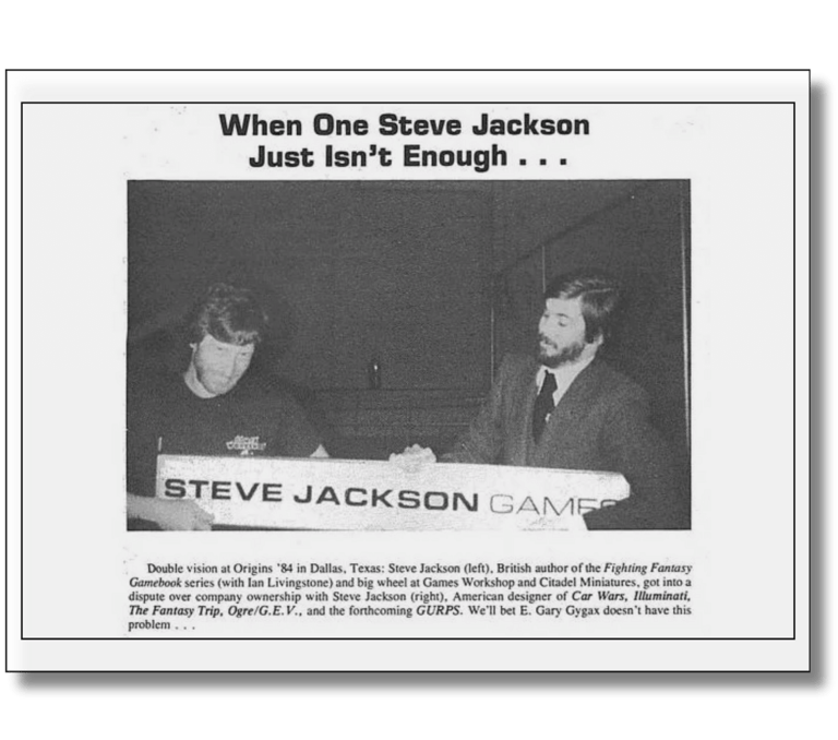 Dois Steve Jackson, um ao lado do outro na Origens '84 em Dallas, Texas