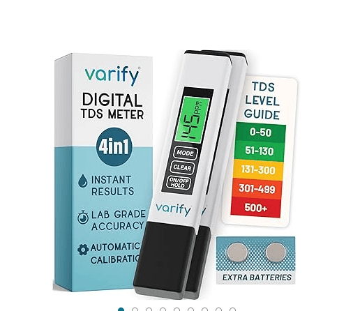 Varify digital TDS water tester for monitoring filter performance.