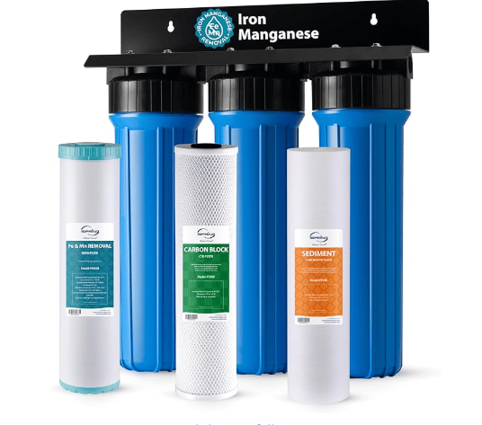 iSpring WGB32BM whole house water filter for iron and manganese removal 3-stage system.