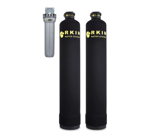 RKIN OnliSoft salt-free whole house water softener and carbon filter system.